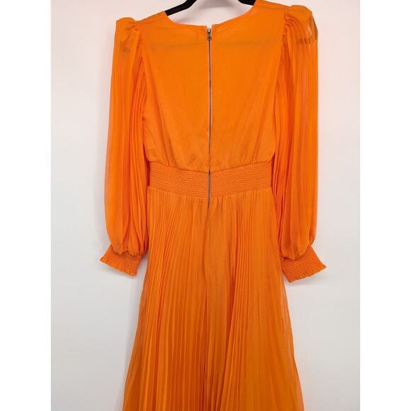 NWOT Alice + Olivia Sion Pleated Midi Dress Size 2 Tangerine Orange #2J459 - Picture 9 of 10